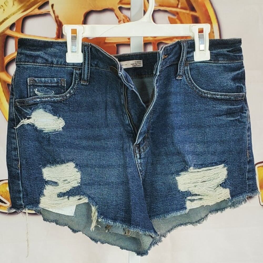 SO Dark Blue Distressed High Rise Cutoff Shorts Size 11
